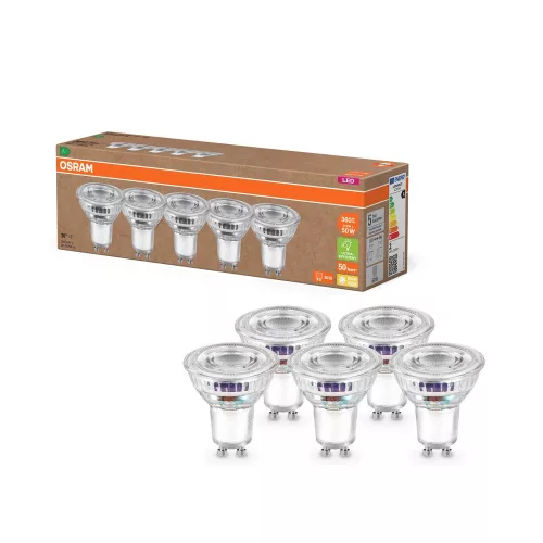 OSRAM Superstar+ LED izzó spot forma (PAR16), GU10 foglalat, 2W, 360lm, 2700K meleg fehér 5db