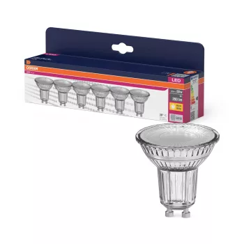OSRAM Value LED izzó spot forma (PAR16), GU10 foglalat, 4,3W, 350lm, 2700K meleg fehér 6db