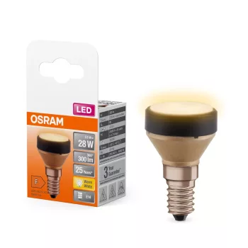OSRAM FLAT LED izzó, flat forma, matt plasztik búra, E14 foglalat, 3,5W, 300lm, 2700K meleg fehér