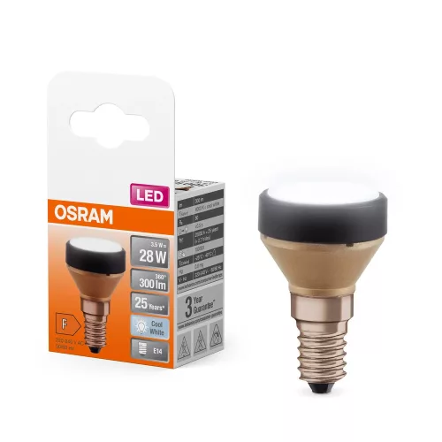 OSRAM FLAT LED izzó, flat forma, matt plasztik búra, E14 foglalat, 3,5W, 300lm, 4000K semleges fehér