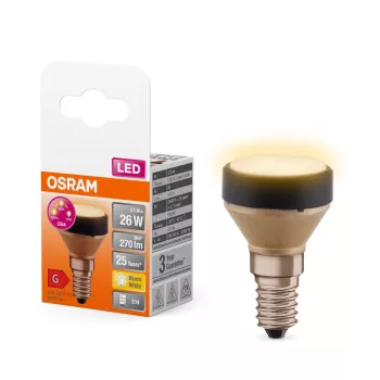 OSRAM FLAT LED izzó, flat forma, matt plasztik búra, E14 foglalat, 3,5W, 270lm, 2700K meleg fehér