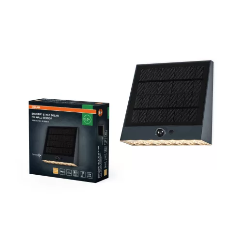 OSRAM ENDURA® napelemes szárny formájú LED oldalfali lámpa mozgásérzékelővel, kültéri, sötétszürke, 890 lm, 10,2 W, 3000 K, (PC) és ABS, IP54, hossz: 158 mm, dimmelhető ( 4099854415098 )