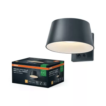   OSRAM ENDURA® napelemes ernyő formájú LED oldalfali lámpa mozgásérzékelővel, kültéri, sötétszürke, 930 lm, 10,1 W, 3000 K, (PC) és ABS, IP54, hossz: 162 mm, dimmelhető ( 4099854415111 )