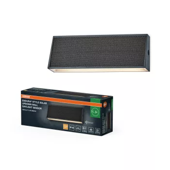   OSRAM ENDURA® napelemes fel-le világító LED oldalfali lámpa mozgás- és nappali fényérzékelővel, kültéri, sötétszürke, 410 lm, 7,1 W, 3000 K, ABS, (PC) és polim, IP44, hossz: 178 mm, dimmelhető ( 4099854415210 )