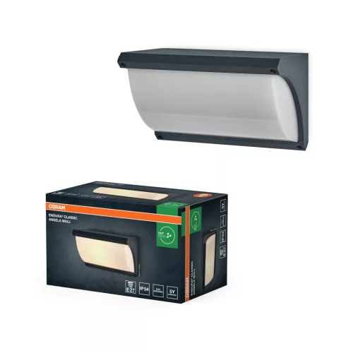 OSRAM ENDURA® Angela oldalfali lámpa, kültéri, sötétszürke, E27, alumínium, IP54, hossz: 250 mm ( 4099854415593 )