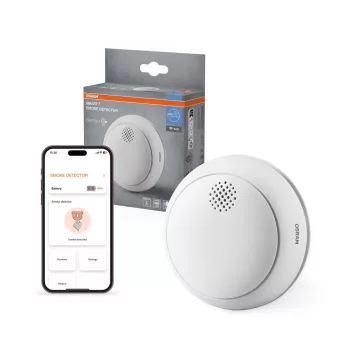OSRAM SMART+ WiFi füstérzékelő fehér, IP20 beltéri, 5 év elem, EN 14604, önellenőrzés, hangriasztás