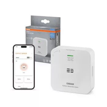 OSRAM SMART+ WiFi CO szén-monoxid érzékelő fehér, IP20 beltéri, 5 év elem, EN 50291