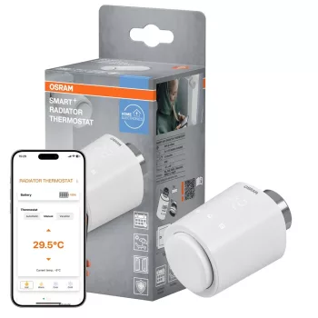 OSRAM SMART+ WiFi radiátor termosztát fehér, IP20 beltéri, M30 menet, akkumulátoros, időzíthető