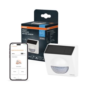 OSRAM SMART+ WiFi kültéri mozgásérzékelő fehér, IP65, napelemes, 120° PIR, fényérzékelővel
