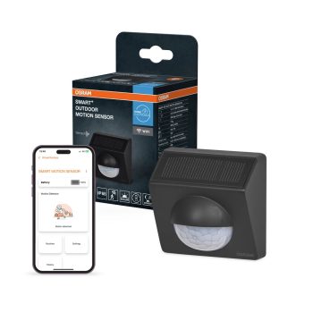 OSRAM SMART+ WiFi kültéri mozgásérzékelő sötétszürke, IP65, napelemes, 120° PIR, fényérzékelő