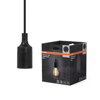   OSRAM Vintage 1906 harang függő lámpa, beltéri, fekete, E27, PP és szilikon, IP20, átmérő: 92 mm, hossz: 1175 mm ( 4099854419355 )