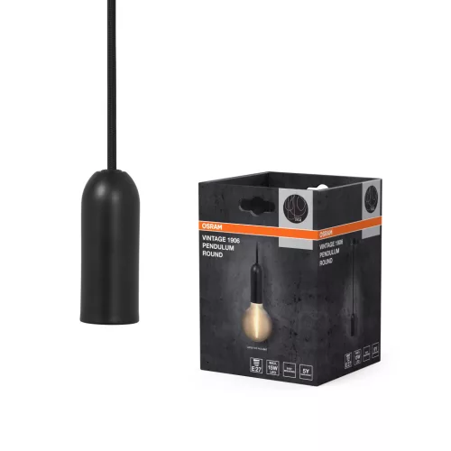 OSRAM Vintage 1906 kerek függő lámpa, beltéri, fekete, E27, acél, IP20, átmérő: 100 mm, hossz: 1640 mm ( 4099854419515 )