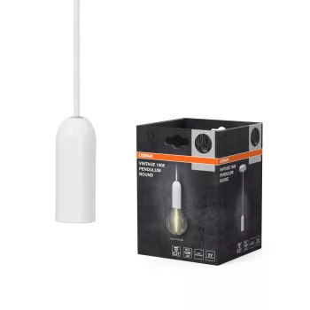   OSRAM Vintage 1906 kerek függő lámpa, beltéri, fehér, E27, acél, IP20, átmérő: 100 mm, hossz: 1640 mm ( 4099854419577 )