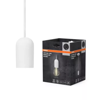   OSRAM Vintage 1906 kerek függő lámpa, beltéri, fehér, E27, acél és gipsz, IP20, átmérő: 120 mm, hossz: 1630 mm ( 4099854419591 )