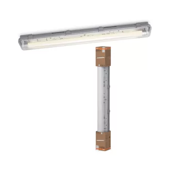   OSRAM Essentials por- és páramentes mennyezeti / fali armatúra LED fénycsőhöz, beltéri, szürke, 640 lm, 7 W, 4000 K, műanyag, IP65, hossz: 651 mm ( 4099854428876 )
