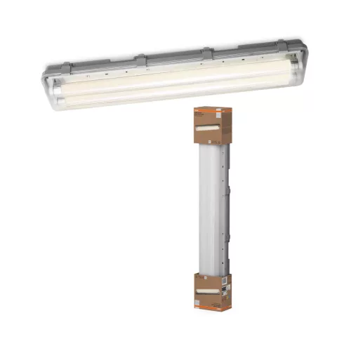 OSRAM Essentials por- és páramentes mennyezeti / fali armatúra LED fénycsőhöz, beltéri, szürke, 1200 lm, 14 W, 4000 K, műanyag, IP65, hossz: 651 mm ( 4099854428890 )