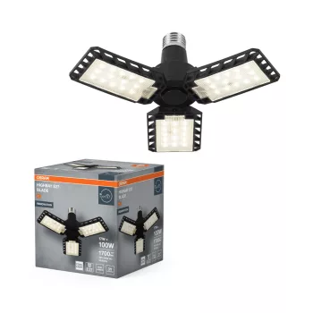   OSRAM Highbay Blade LED csarnokvilágító E27 foglalathoz illeszthető, állítható szárnyakkal, beltéri, fekete, 1700 lm, 17 W, 4000 K, E27, alumínium, IP20, átmérő: 337,5 mm ( 4099854429255 )