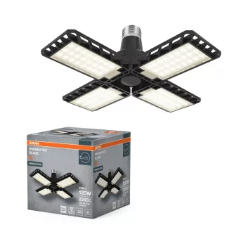   OSRAM Highbay Blade LED csarnokvilágító E27 foglalathoz illeszthető, állítható szárnyakkal, beltéri, fekete, 2350 lm, 23 W, 4000 K, E27, alumínium, IP20, átmérő: 337,5 mm ( 4099854429279 )