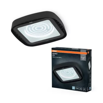   OSRAM Highbay UFO LED csarnokvilágító, beltéri, fekete, 15000 lm, 130 W, 6500 K, műanyag, IP20, átmérő: 231 mm ( 4099854429330 )