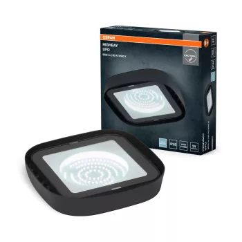   OSRAM Highbay UFO LED csarnokvilágító, beltéri, fekete, 9300 lm, 80 W, 6500 K, műanyag, IP20, átmérő: 231 mm ( 4099854429354 )