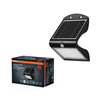   OSRAM ENDURA® napelemes Pillangó LED reflektor mozgásérzékelővel, kültéri, fekete, 500 lm, 4 W, 4000 K, műanyag, IP65, hossz: 211,1 mm ( 4099854429378 )