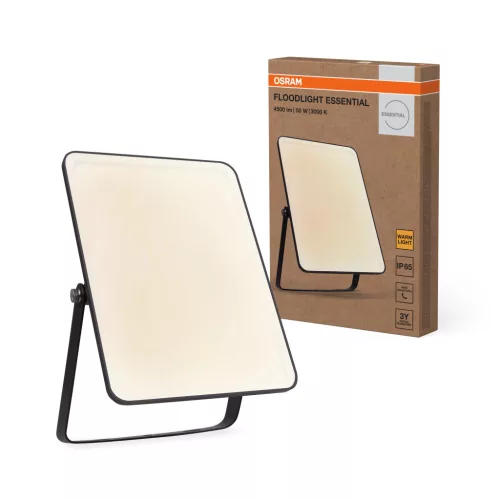 OSRAM Essentials LED reflektor, kültéri, fekete, 4250 lm, 50 W, 3000 K, alumínium, IP65, hossz: 238 mm ( 4099854429798 )