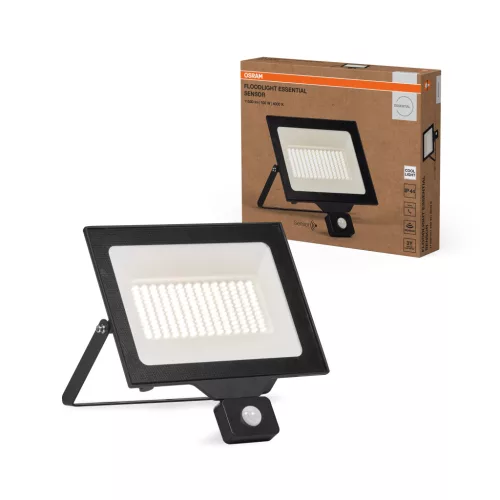 OSRAM Essentials LED reflektor mozgásérzékelővel, kültéri, fekete, 10000 lm, 100 W, 4000 K, alumínium, IP65, hossz: 272 mm ( 4099854429835 )