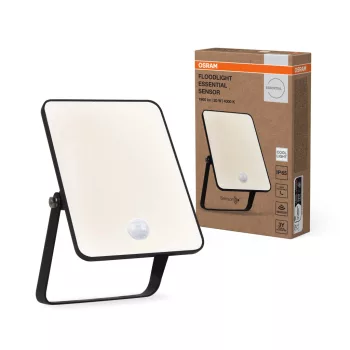   OSRAM Essentials LED reflektor mozgásérzékelővel, kültéri, fekete, 20 W, 4000 K, alumínium, IP65, hossz: 173 mm ( 4099854430077 )