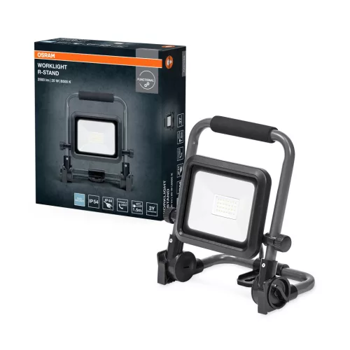 OSRAM Worklights forgatható állványos LED munkalámpa, kültéri, fekete/szürke, 2000 lm, 20 W, 6500 K, alumínium, IP54, magasság: 254 mm ( 4099854430398 )