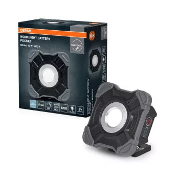   OSRAM Worklights mobil akkumulátoros LED munkalámpa, kültéri, fekete/szürke, 800 lm, 10 W, 6500 K, műanyag, IP54, magasság: 100 mm, dimmelhető ( 4099854430558 )