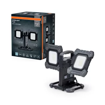   OSRAM Worklights rugalmas LED munkalámpa 2 fényfejjel, kültéri, fekete/szürke, 6450 lm, 60 W, 6500 K, alumínium, IP65, magasság: 427 mm ( 4099854430572 )