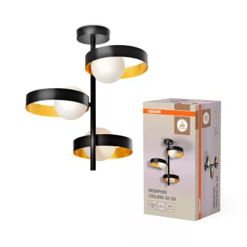   OSRAM Dekor Memphis mennyezeti lámpa, beltéri, fekete, 3 × G9, acél, IP20, átmérő: 315 mm, magasság: 425 mm ( 4099854440229 )