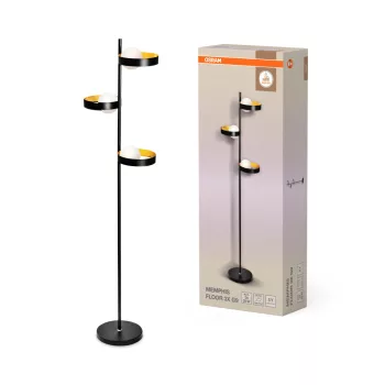   OSRAM Dekor Memphis álló lámpa, beltéri, fekete, 3 × G9, acél, IP20, átmérő: 388 mm, magasság: 1480 mm ( 4099854440465 )