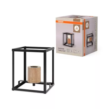   OSRAM Dekor Nairobi asztali lámpa, beltéri, fekete, E27, acél és fa, IP20, magasság: 203 mm ( 4099854440502 )