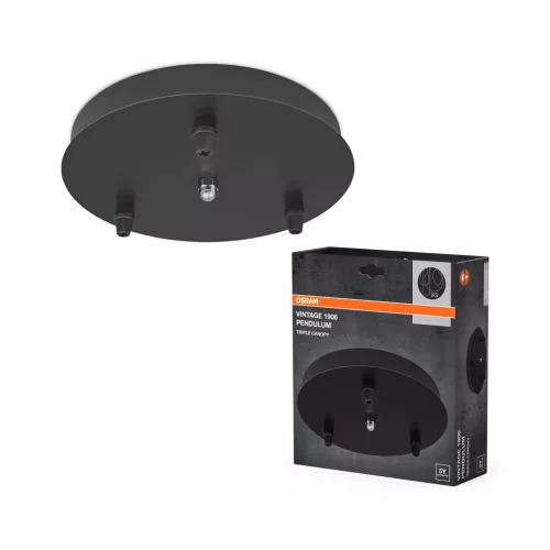 OSRAM Vintage 1906 PenduLum hármas kerek rozetta tartozék, beltéri, fekete, alumínium, IP20, átmérő: 200 mm ( 4099854442735 )