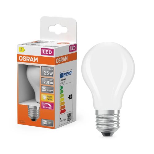 OSRAM Superstar dimmelhető LED classic izzó, matt búra, E27 foglalat, 1,8W, 250lm, 2700K meleg fehér