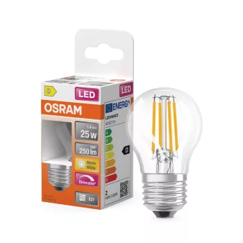 OSRAM Superstar dimmelhető LED kisgömb izzó, átlátszó üveg, E27 foglalat, 1,8W, 250lm, 2700K, meleg