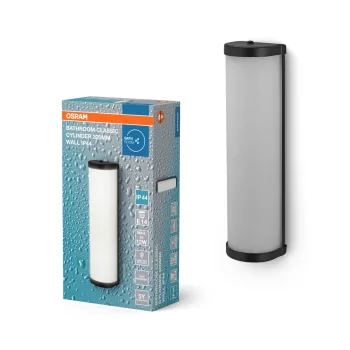   OSRAM fürdőszobai klasszikus henger oldalfali lámpa, beltéri / fedett kültéri, fekete, E14, acél, IP44, hossz: 320 mm ( 4099854444074 )