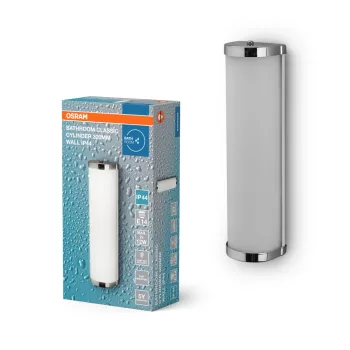   OSRAM fürdőszobai klasszikus henger oldalfali lámpa, beltéri / fedett kültéri, króm, E14, acél, IP44, hossz: 320 mm ( 4099854444111 )