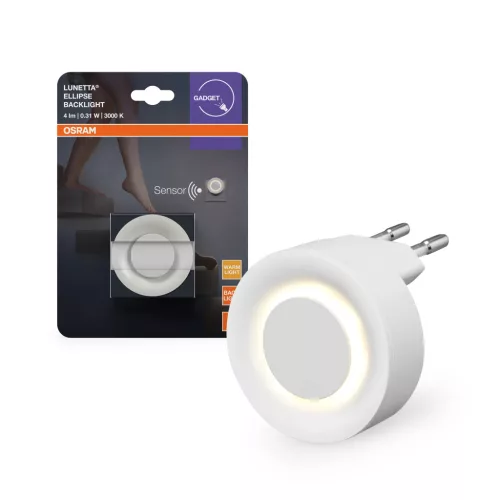 OSRAM LUNETTA® Backlight Ellipse konnektoros éjszakai lámpa, beltéri, fehér, 4 lm, 0,31 W, 3000 K, (PC), IP20, hossz: 58,4 mm, magasság: 60 mm ( 4099854444333 )