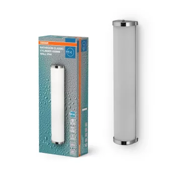   OSRAM fürdőszobai klasszikus henger oldalfali lámpa, beltéri / fedett kültéri, króm, E14, acél, IP44, hossz: 455 mm ( 4099854444395 )
