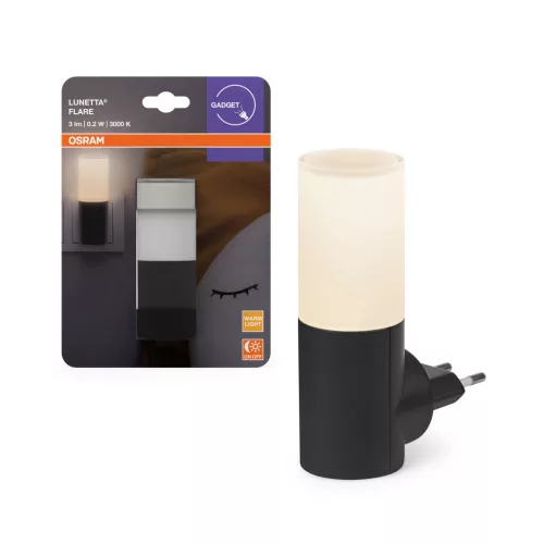 OSRAM LUNETTA® Flare konnektoros éjszakai lámpa, beltéri, fekete, 3 lm, 0,2 W, 3000 K, (PC), IP20, hossz: 104,4 mm ( 4099854444418 )