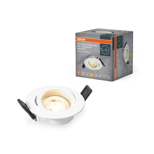 OSRAM csavaros rögzítésű beépíthető spot lámpa, beltéri, fehér, GU10, alumínium, IP20, átmérő: 88,5 mm ( 4099854444494 )