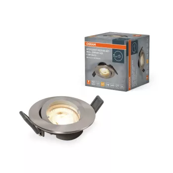   OSRAM csavaros rögzítésű beépíthető spot lámpa, beltéri, csiszolt nikkel, GU10, alumínium, IP20, átmérő: 88,5 mm ( 4099854444548 )