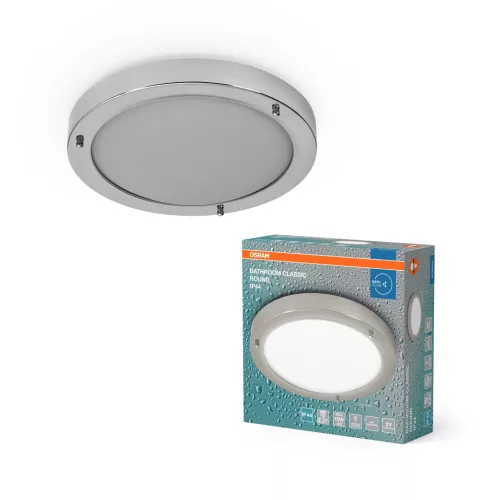 OSRAM fürdőszobai mennyezeti lámpa, beltéri / fedett kültéri, króm, E27, acél, IP44, átmérő: 310 mm, magasság: 80 mm ( 4099854444562 )