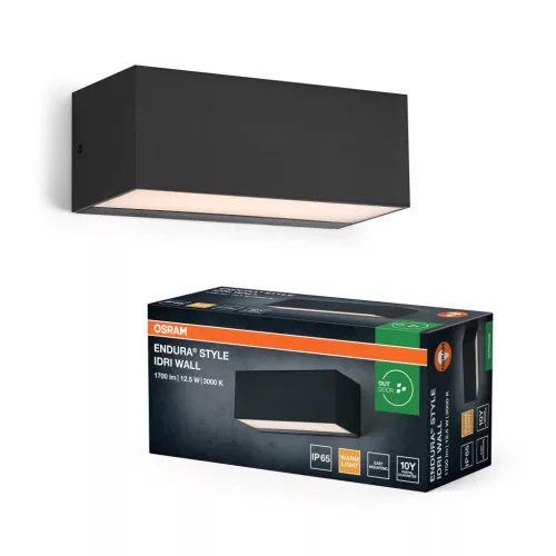 OSRAM ENDURA® Idri LED oldalfali lámpa, kültéri, sötétszürke, 700 lm, 12,5 W, 3000 K, (PC), IP65, hossz: 230 mm ( 4099854444777 )
