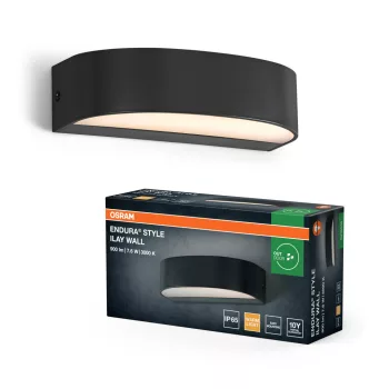   OSRAM ENDURA® Ilay LED oldalfali lámpa, kültéri, sötétszürke, 450 lm, 7,6 W, 3000 K, (PC), IP65, hossz: 172 mm ( 4099854444883 )