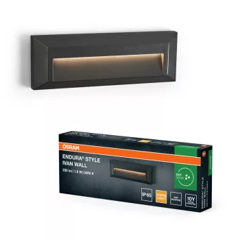   OSRAM ENDURA® Ivan LED oldalfali lámpa, kültéri, sötétszürke, 85 lm, 1,9 W, 3000 K, (PC), IP65, hossz: 230 mm ( 4099854444944 )