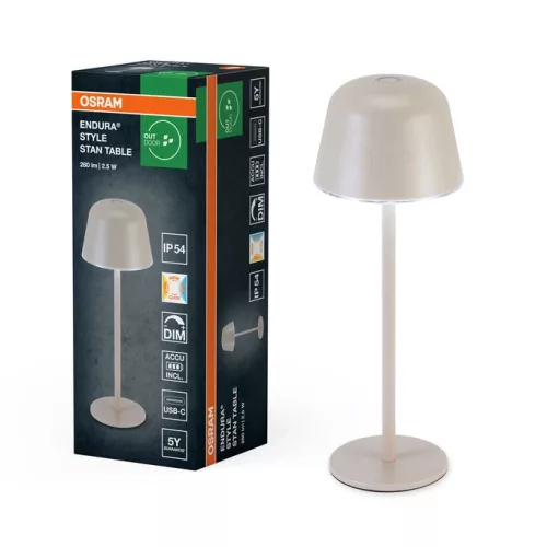 OSRAM Endura Style Table USB asztali lámpa, bézs, 2,5W 200lm 2700/4000/6500K, IP54, dimmelhető, akku