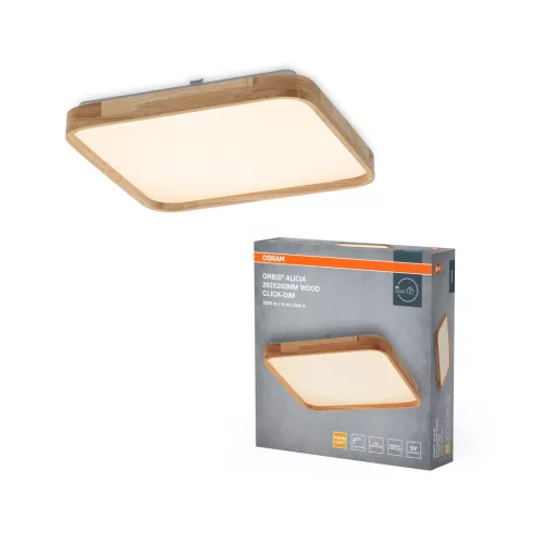 OSRAM Orbis Alicia kerek LED oldalfali lámpa, beltéri, fa dekor, 1000 lm, 16 W, 3000 K, fém és fa, IP20, magasság: 292 mm, kattintásos dimmelhető ( 4099854445651 )